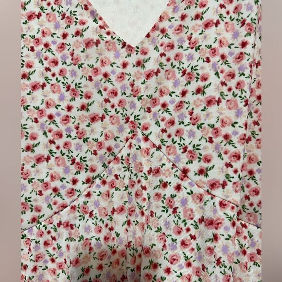 Siren Lily floral, print flowing, stretchy, V-neck dress Size L - Picture 3 of 11